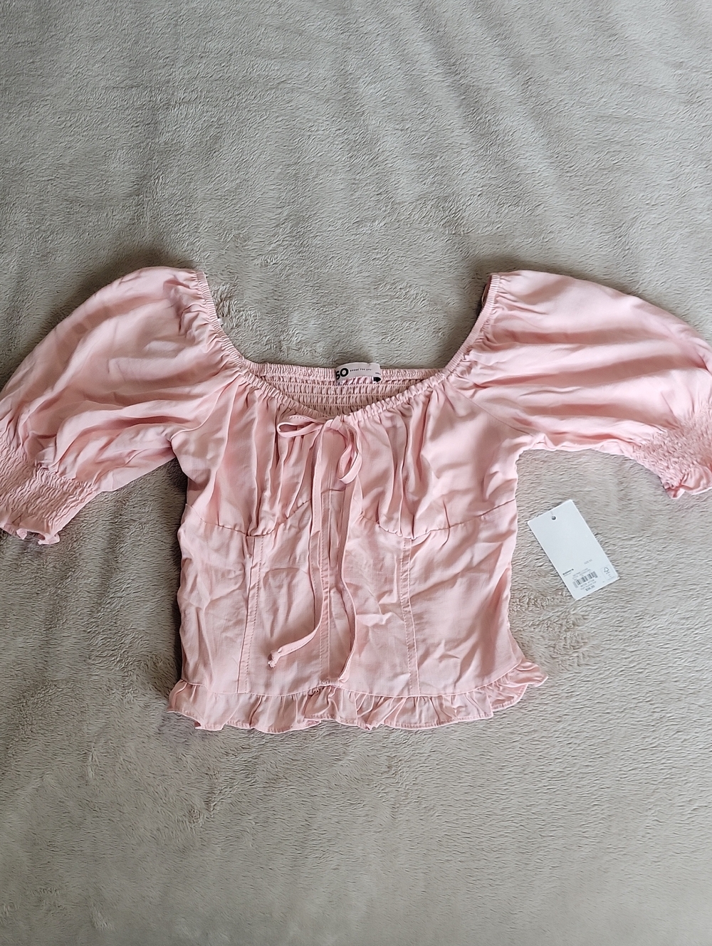 NWT- So Kohl's Light Pink Puff-Sleeve Peasant Blouse.  🩷🩷